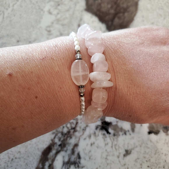 Rose Quartz and Pearl Bracelet Stack - Picture 8 of 8